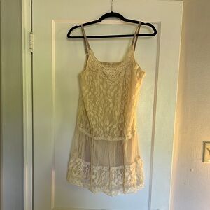 Blue Bird Cream Lace Chemise with Spaghetti Straps